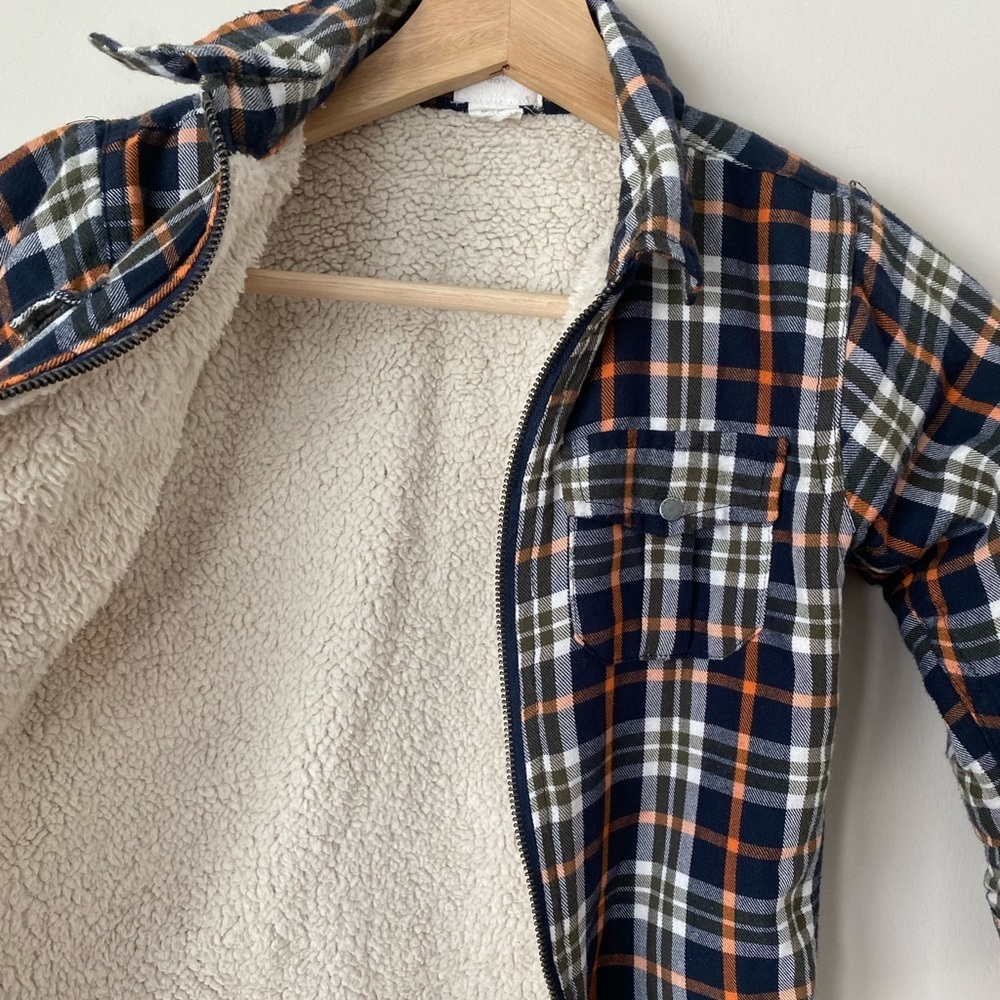 Tahari Boys Zip Up Plaid Fleece Shirt Jacket Size 6 - Picture 4 of 7